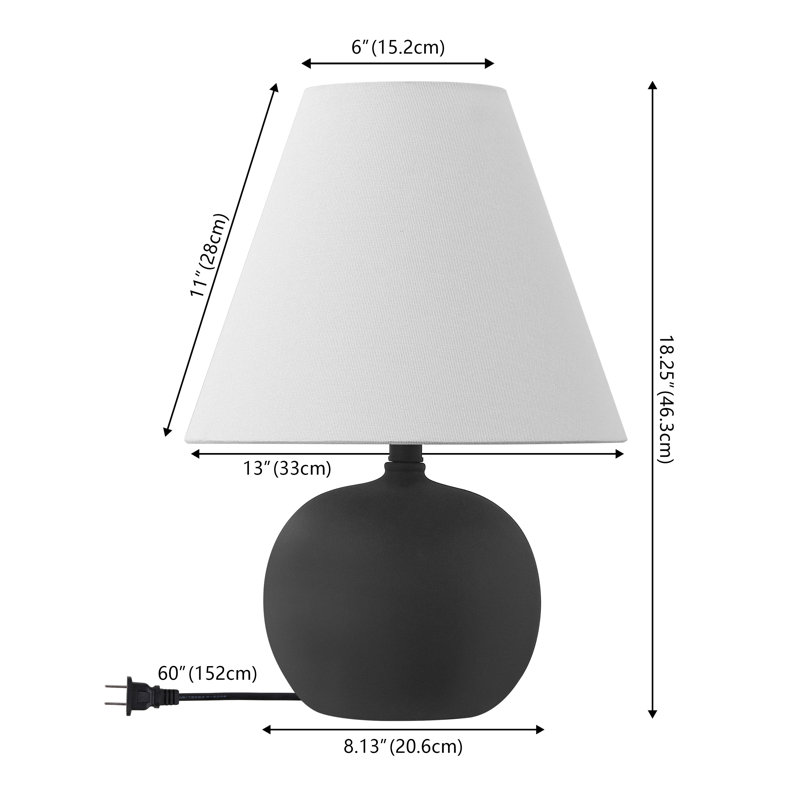 Lampe de table à DEL 18,25 po Asher, Noir mat