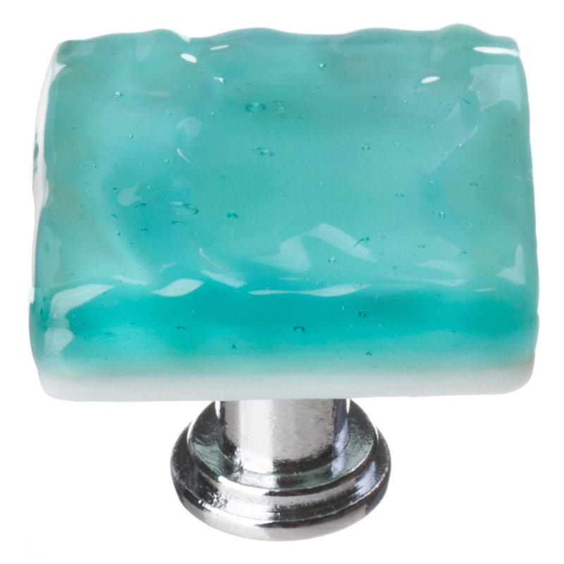 Glacier Square Knob, Polished Chrome, Aqua
