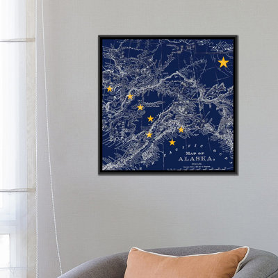 Drapeau d’alaska, carte carrée, impression sur toile