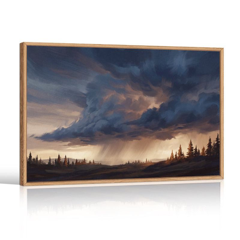 «Dark Storm Clouds And Rain Over Silhouetted Pine», art mural sur toile, H 18 po x l 24 po