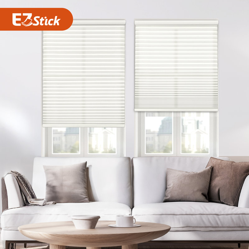  Store alvéolaire semi-transparent sans fil 1 po No Drill No Tools, Crème, crème, L 22 po x L 72 po