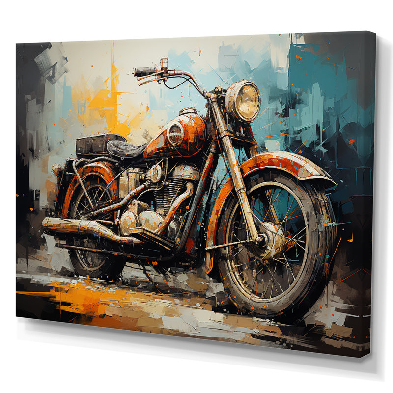 Rustic Motocyle Odyssey, Toile tendue, H 12 po x l 20 po x P 1 po