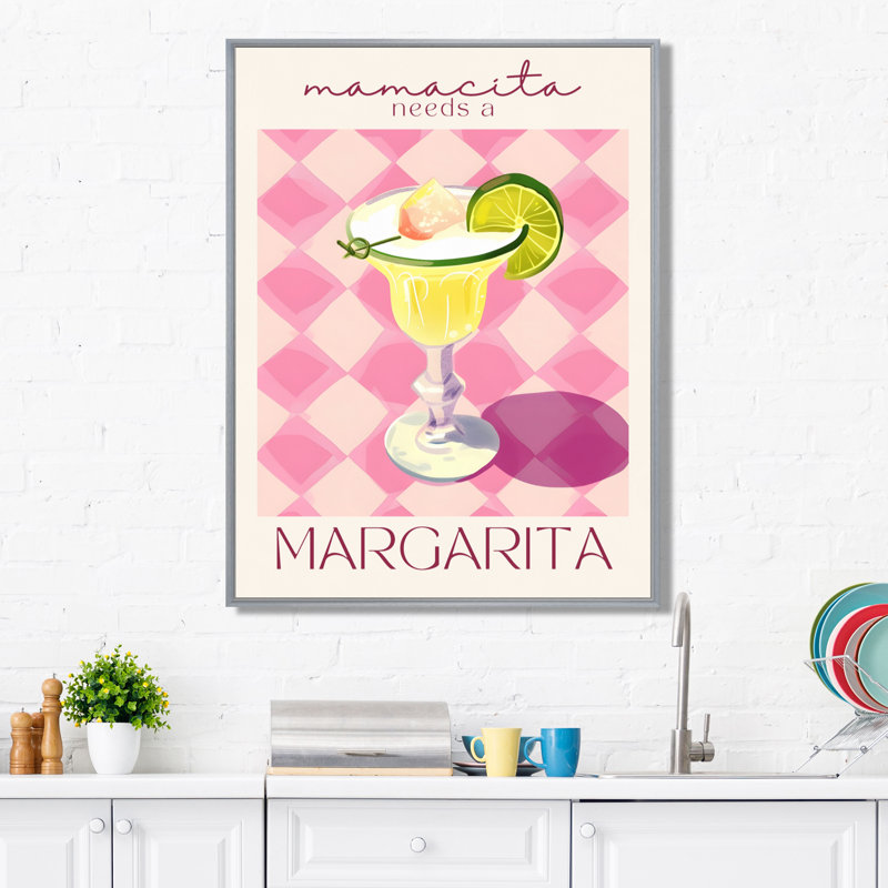 «Cocktail with Lime Slice For A Night Out I», impression d'art mural, Cadre flottant argent, H 20 po x l 12 po