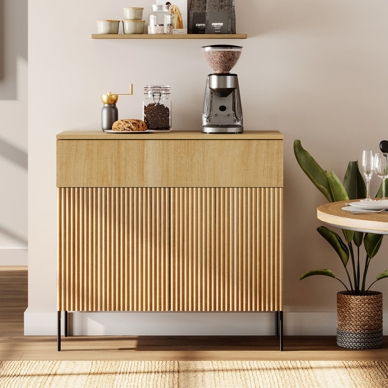 Buffet rustique en bois avec portes et tiroir Union 31,5 "Union Credenza pour cuisine, salle à manger Union, Chêne