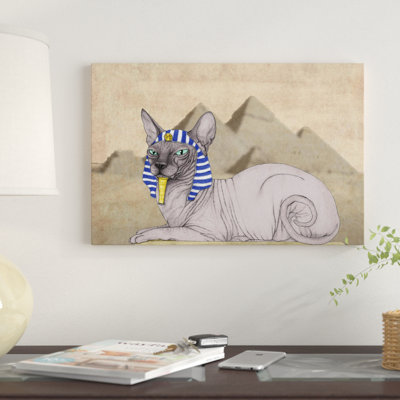 «Sphynx Cat with the Pyramids of Giza», impression sur toile tendue