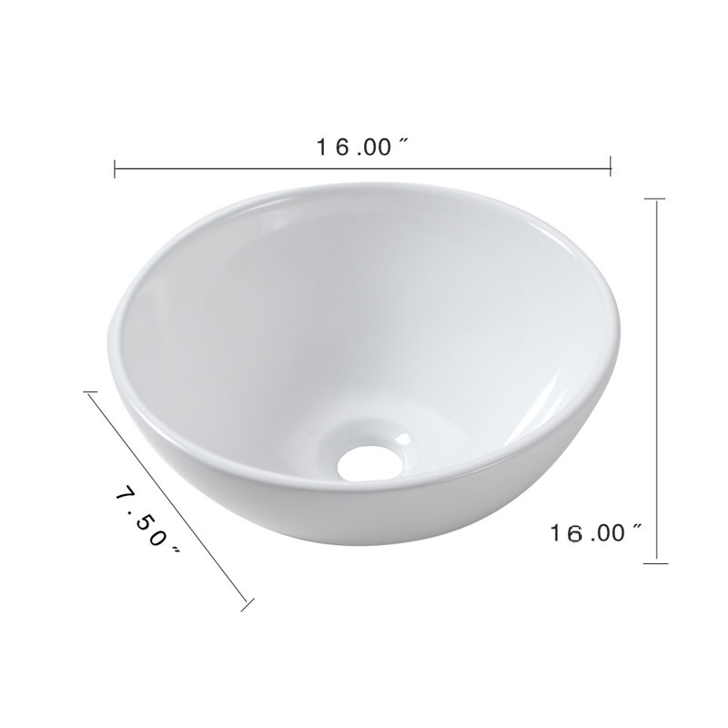 Lavabo de salle de bain circulaire en céramique 16 po APRESSHUI