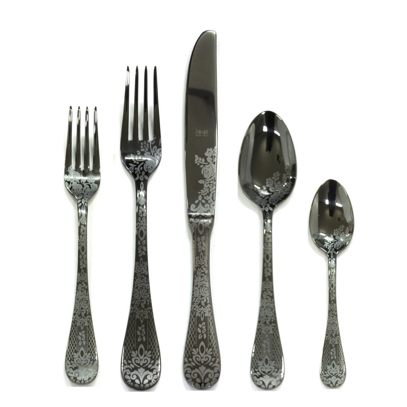 Casablanca Flatware Set - 20 Pieces - Black Gold, Black Gold