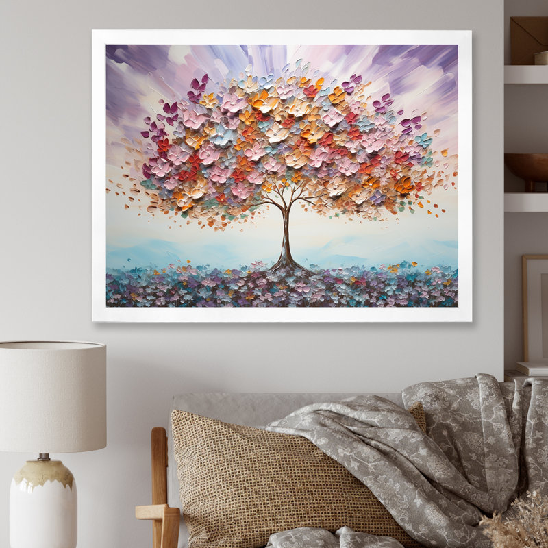 «Tree of Love» multicolore, impression sur toile, H 12 po x l 20 po x P 1 po, Cadre simple blanc