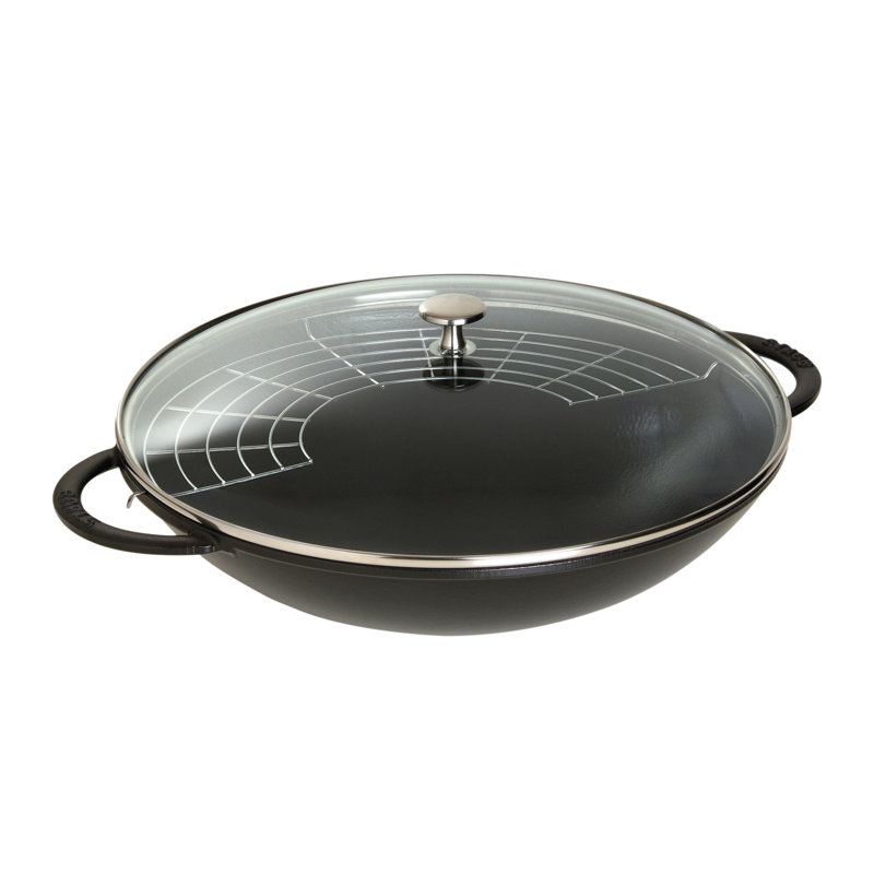 STAUB Cast Iron Non-Stick Wok, 37cm, Black