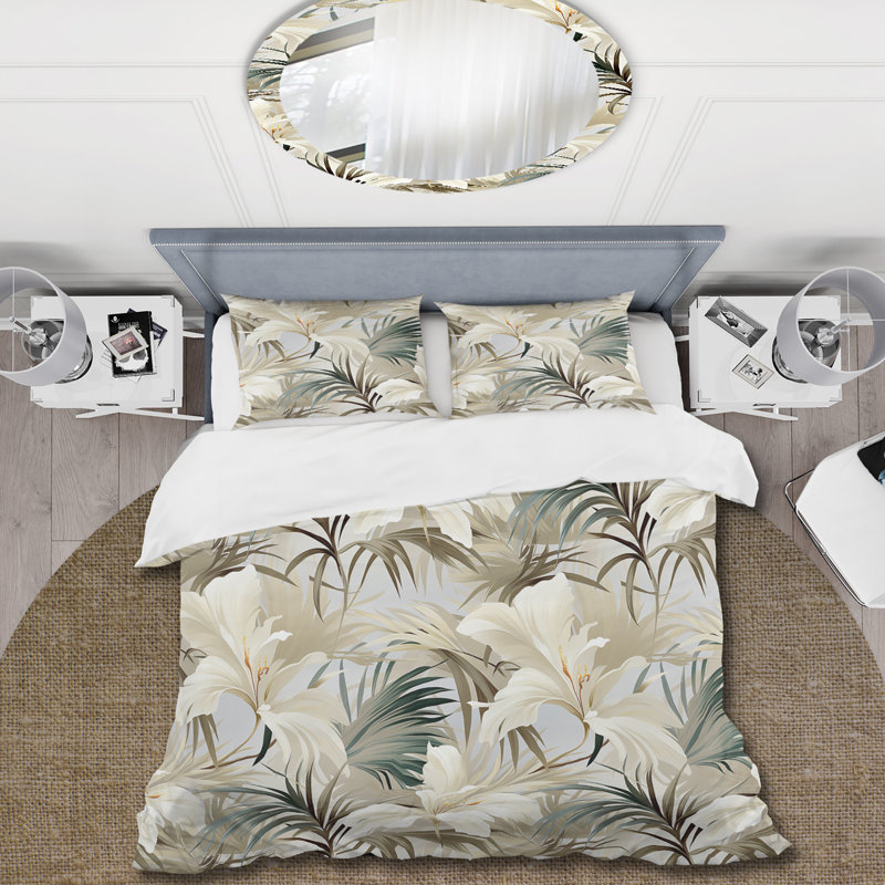 Ensemble de housse de couette - Tranquil Retreat Tropical Motif II, Housse de couette simple + 1 taie décorative stan