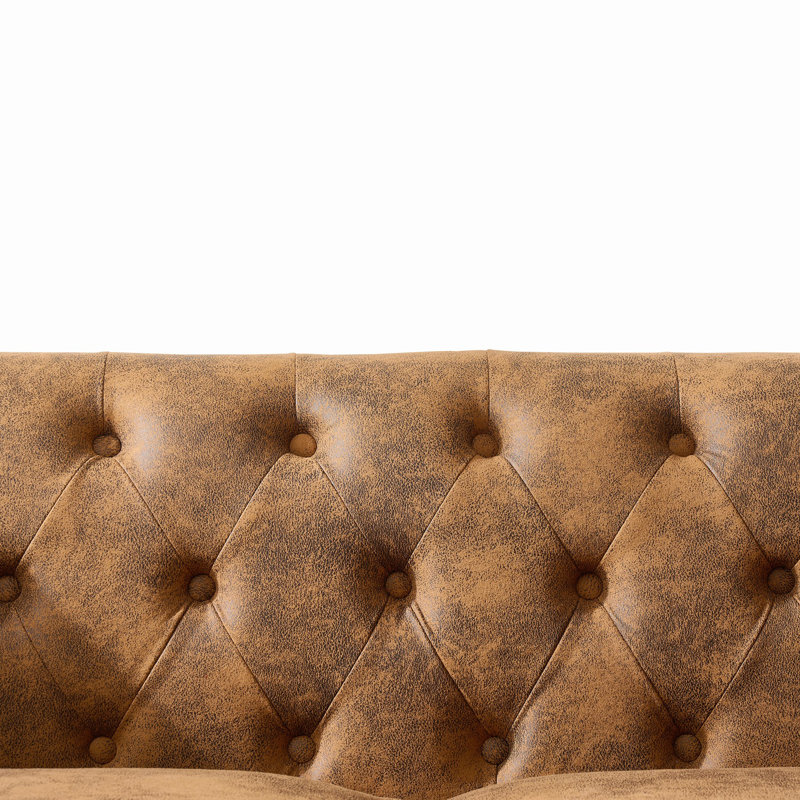 Canapé de 63 po Chesterfield, 29" H x 63" W x 33" D, Brown