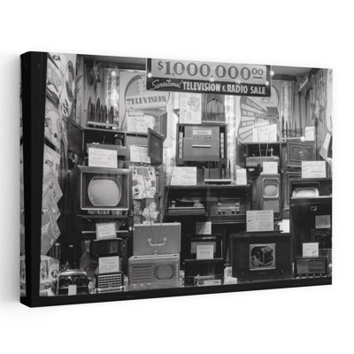 1940S Window Of Store Selling Radios And Televisions Advertising A Million Dollar Sale Classic Retro Vintage City Wall Art