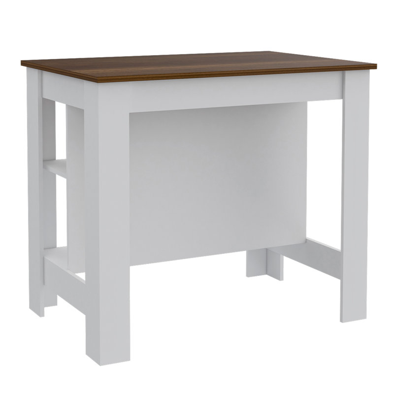 Versatile 3-Shelf Kitchen Island for Efficient Cooking and Storage, White/Dark Gray