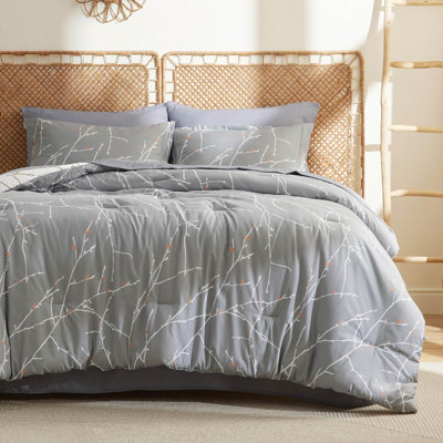 Lit dans un sac - Motif floral et végétal réversible imprimé d'édredons, de draps, de taies d'oreiller et de taies décoratives