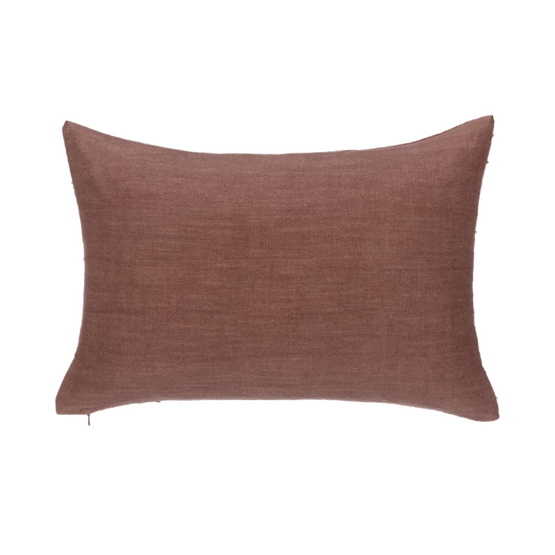 Mateo Linen Pillow Cover & Insert, Brown, Rectangle 14"H x 20"W