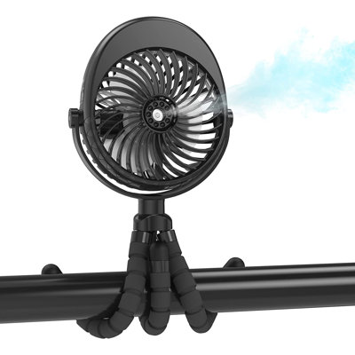 Misting Stroller Fan, 2500Mah Battery Powered Personal Desk Air Circulator Fan With Flexible Tripod, Ultra Quiet 3 Speed 270Â° & 360Â° Rotatable USB F -  CG INTERNATIONAL TRADING, a431