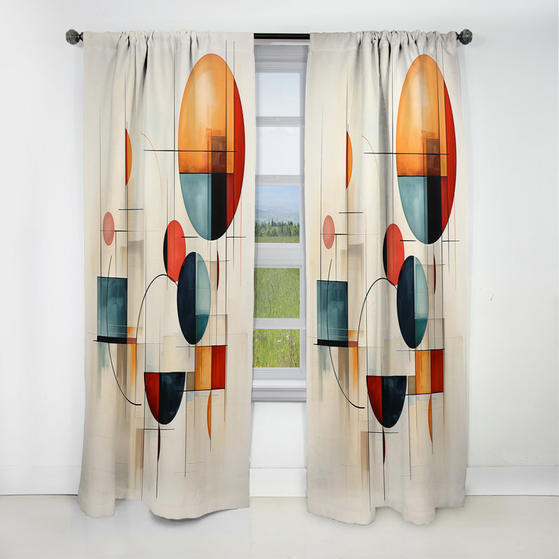 Colourful Mid Century Geometry Patchwork IV - Minimalism Abstract Blackout Curtain - 1 Panels, L 52 po x L 90 po
