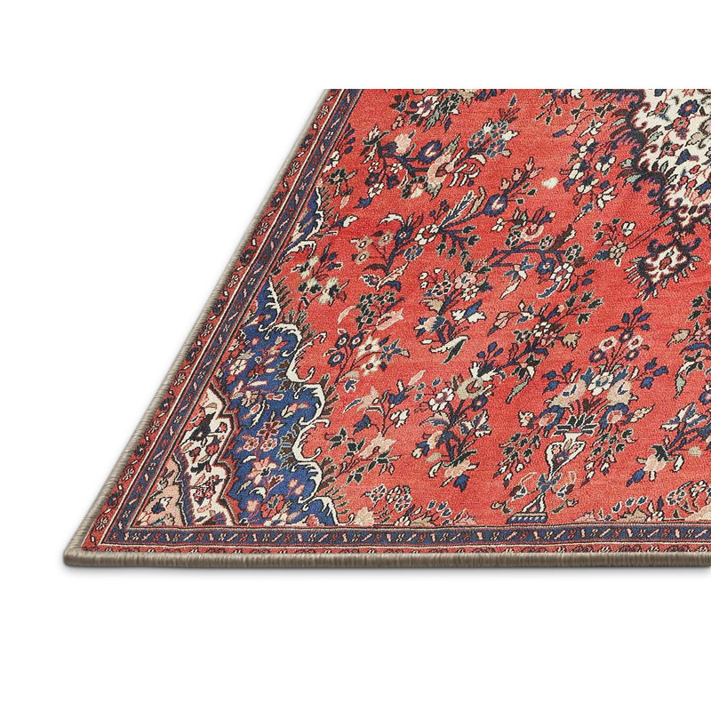 Tapis oriental rouge et bleu, Rectangle 5 pi x 8 pi
