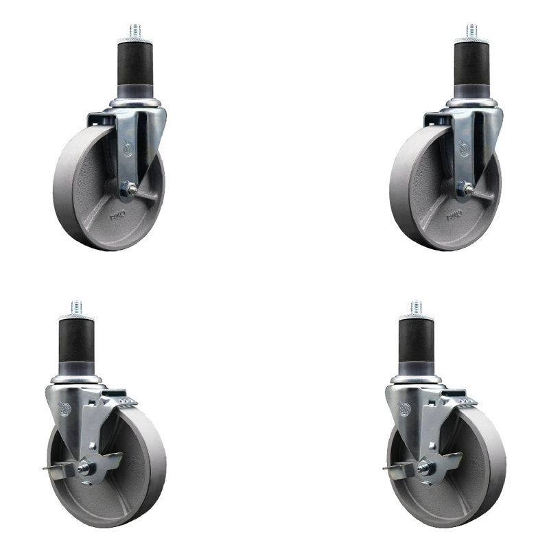 Ensemble de roulettes semi-pivotantes 1-5 / 8 pouces à 2 roues SCC