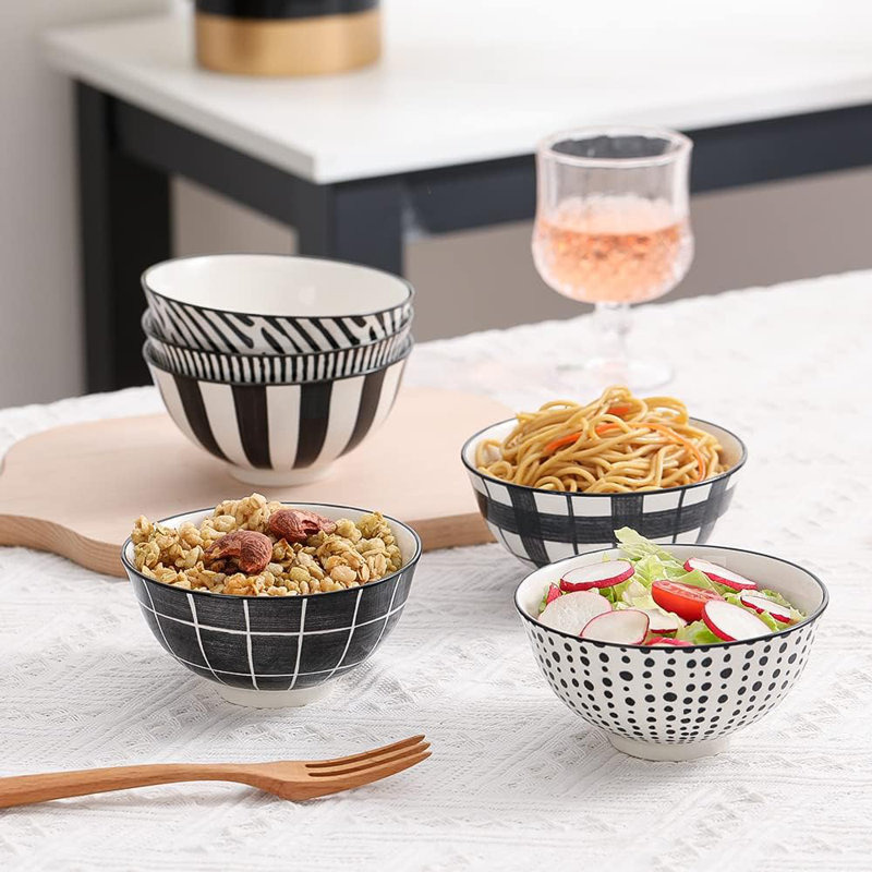 Ensemble de 6 bols à dessert en céramique - Petits bols de service de style japonais pour la crème glacée, la soupe, le riz, les collations - Va au micro-ondes et au lave-vaisselle
