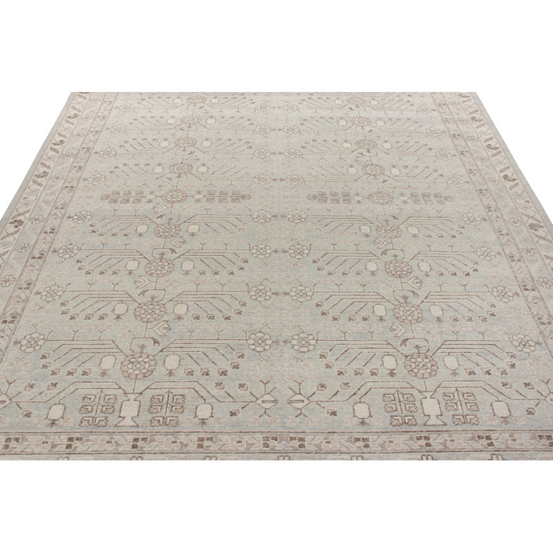 Distressed Homage Hand Knotted Wool Geometric Area Rug, Rectangle 10' x 14'
