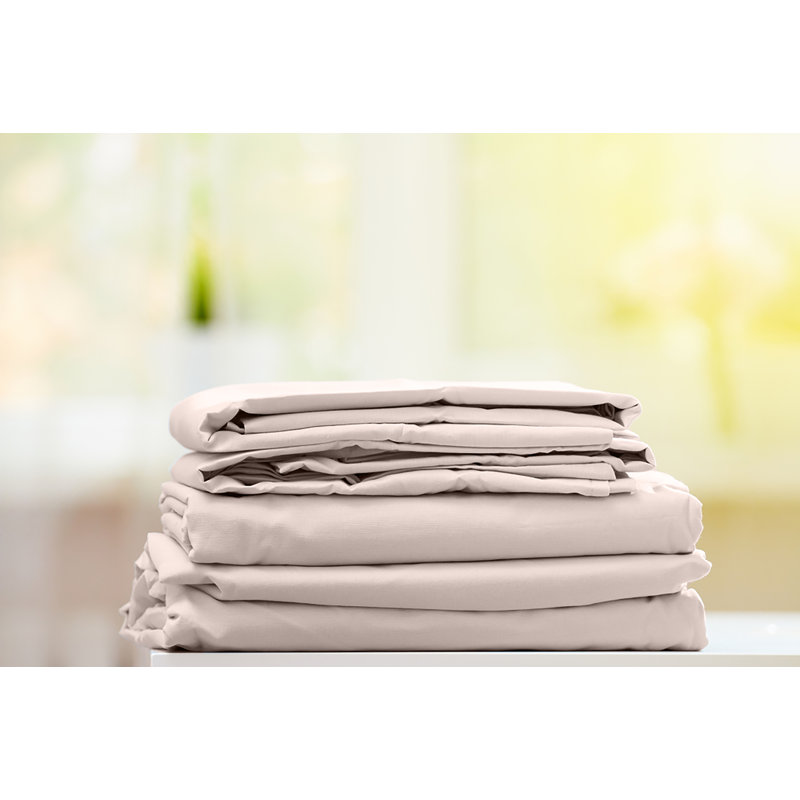  Ensemble de draps en rayonne de bambou Hotel Quality, Très grand + 4 taies d'oreillers, Crème