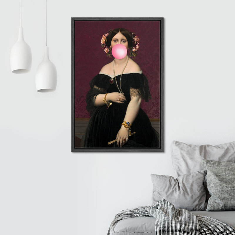 «Classic Woman Pink Bubblegum», Cadre flottant noir, H 24 po x l 16 po
