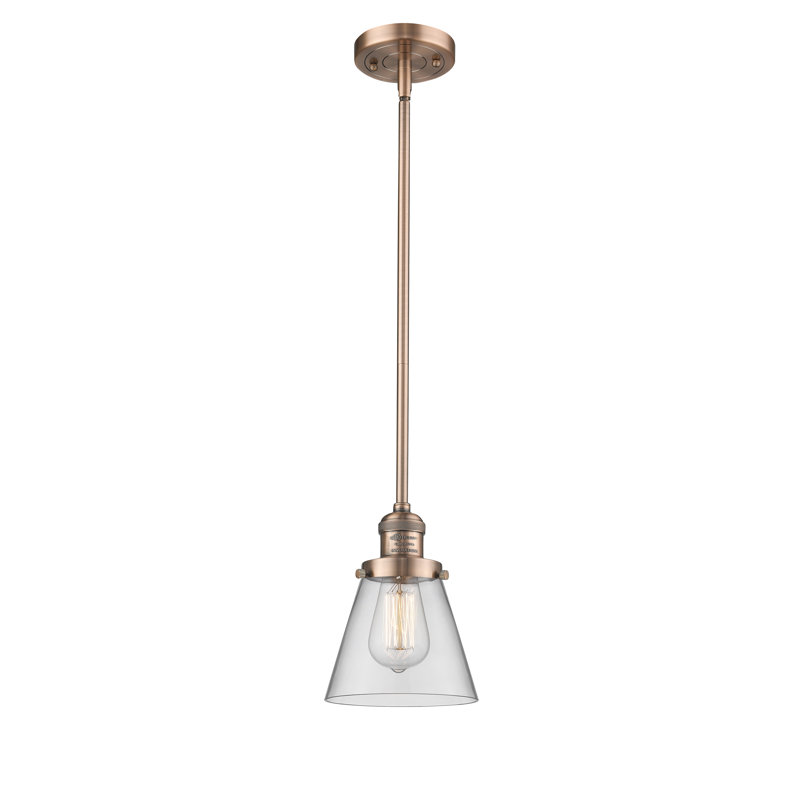 Hann 1 - Light Single Pendant, Clear, Antique Brass, 6 Watt Vinage LED Bulb