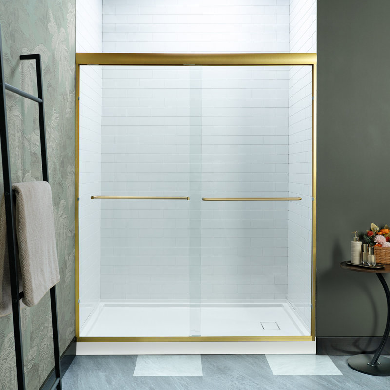 WOODBRIDGE Double Sliding Shower Door 56-60" Width x 72"Height with 5/16"(8mm) Clear Tempered Glass, Brushed Gold