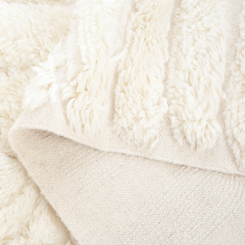 Fernande Abstract Handmade Wool Area Rug in Ivory, Rectangle 8' x 10'
