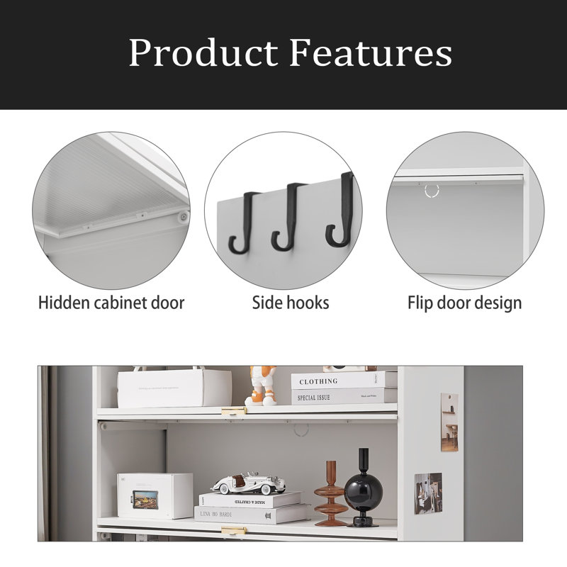 Armoire de rangement à 3 niveaux pour garde-manger avec rangement pour micro-ondes, Blanc