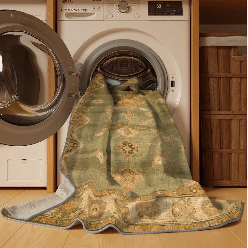 Tapis brun lavable à la machine, Rond 5 pi