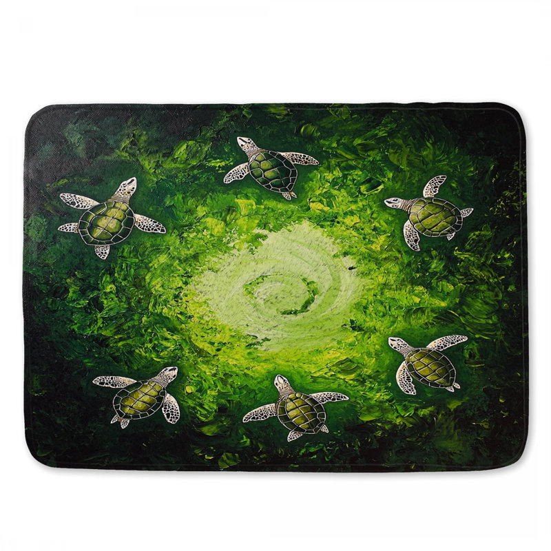 Tapis de bain Green Sea Turtles, L 24 po x L 17 po