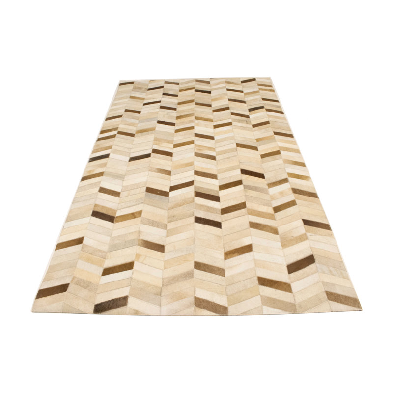 Tapis brun moderne en similicuir 4X6, Rectangle de 5 pi x 8 pi
