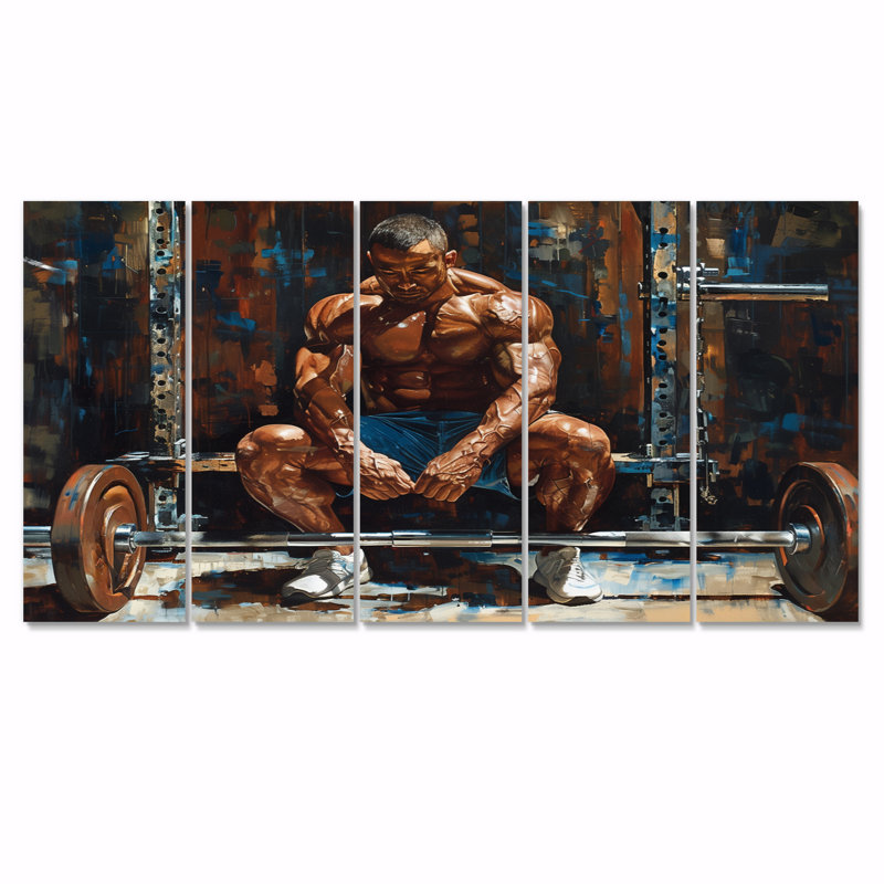 Découverte de l'haltérophile - ensemble d'art mural aérobie et musculation, H 32 po x l 80 po