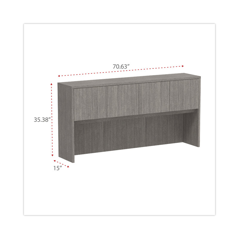 Gray Woodgrain Laminate Office Hutch with Doors