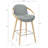 26" Modern Performance Vegan Leather Swivel Counter Height Bar Stool with Curved Arms, Oak Wood Frame & Chrome Metal Footrest, Vintage Light Gray/Oak – Irene by Pipp & Liv (Single)-1757107892