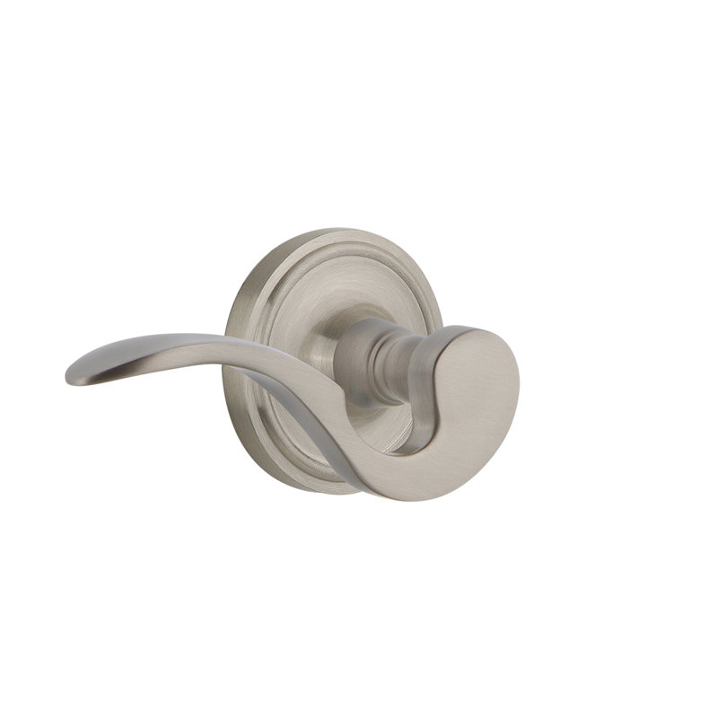 Classic Rosette Passage (Hall & Closet) with Swan Lever, 2.375", Left, Satin Nickel