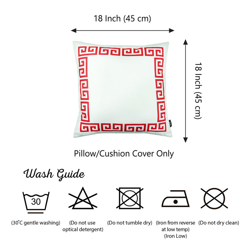 Geometric Reversible Pillow Cover, Red/White, 18" x 18"
