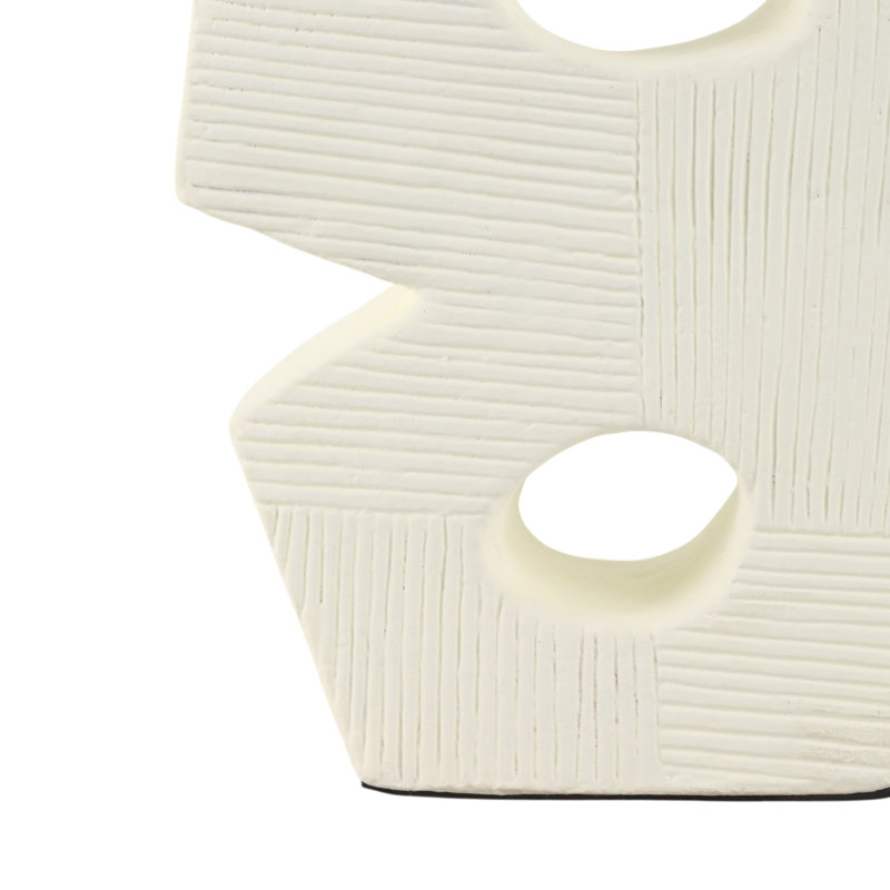Modern Glam Pottery & Terracotta Abstract Sculpture with Textured Geometric Design., 15" H x 9" W x 9" D