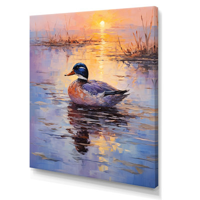 «Twilight Duck At The Lake III» - art mural animal de canard