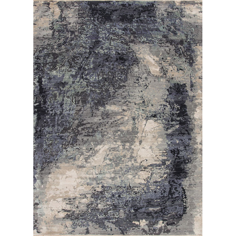 Leonardo Hand Knotted Abstract Area Rug in Blue