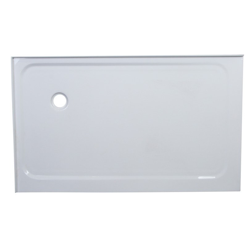 Base de douche à seuil simple l 60 po x P 36 po, Ivoire, Angle à gauche