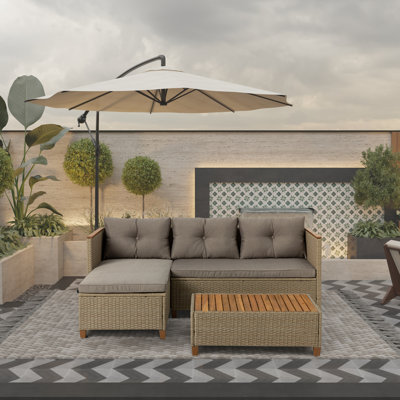 Patio Sofa Set with Coffee Table by Ebern Designs