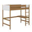 Lit mezzanine simple avec bureau, tête de lit et pied de lit rembourrés Boucle avec échelle, garde-corps de sécurité, lit mezzanine en bois d'hévéa