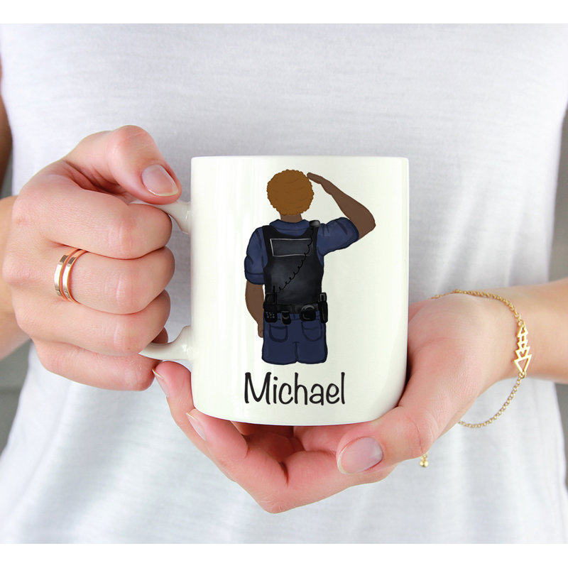Tasse à café personnalisée, Brun, homme, agent de police 16, Oui