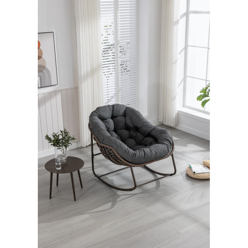 Chaise berçante d'extérieur en acier Alvan, Gris