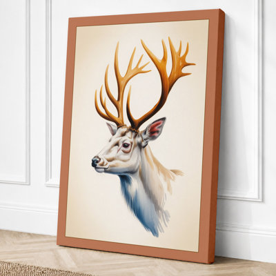 Gentle Deer in Profile Botanical 1 Piece Wrapped Canvas Wall Art