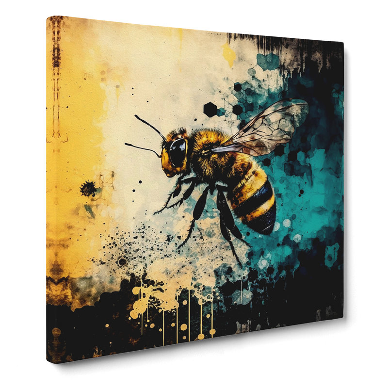 Bee Abstract Expressionism - Wrapped Canvas, 35cm H x 35cm W x 3cm D