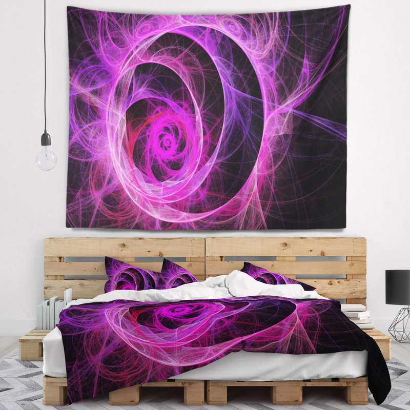 Tapisserie florale fleur exotique rose, H 78 po x l 92 po